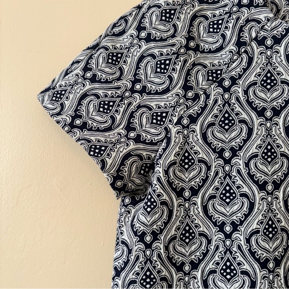 Zara| Chic Brocade Navy/White Jacquard Above-Knee Sheath Mini-Dress Sz XS - Picture 3 of 9